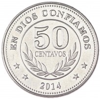 Монета Никарагуа 50 сентаво 2014