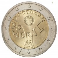 Монета Португалия 2 евро 2014 40 лет Революции гвоздик - 25 апреля 1974