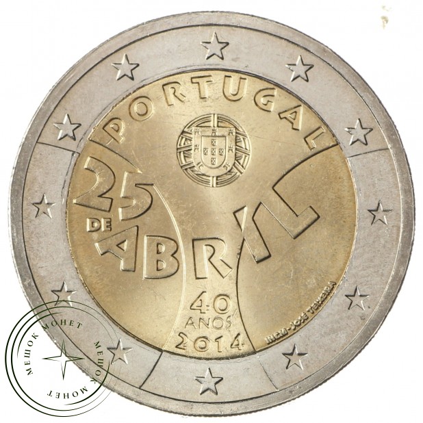 Португалия 2 евро 2014 40 лет Революции гвоздик - 25 апреля 1975