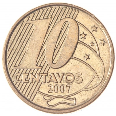 Монета Бразилия 10 сентаво 2007