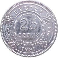 Монета Белиз 25 центов 1987
