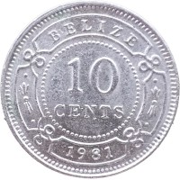 Монета Белиз 10 центов 1981