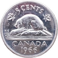 Монета Канада 5 центов 1966