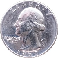 Монета США 25 центов 1967