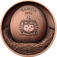 Монета Самоа 25 центов 2023 Дупло дерева — Неясыть