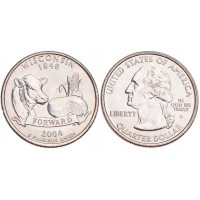 Монета США 25 центов 2004 Висконсин