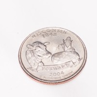 Монета США 25 центов 2004 Висконсин