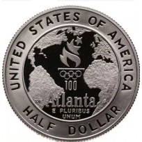 США 1/2 доллара 1995 XXVI летние Олимпийские Игры в Атланте 1996 - Бейсбол
