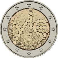 Монета Финляндия 2 евро 2026 100 лет финского радиовещания (Yleisradio)