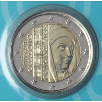 Монета Сан-Марино 2 евро 2017 750 лет со дня рождения итальянского художника и архитектора Джотто ди Бондоне (буклет)