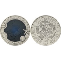 Монета Австрия 3 евро 2025 Светящийся кальмар