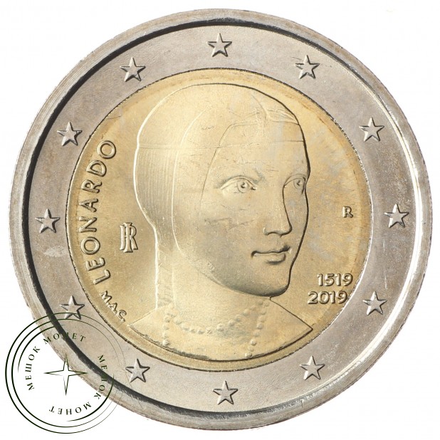 Италия 2 евро 2019 500 лет со дня смерти Леонардо да Винчи