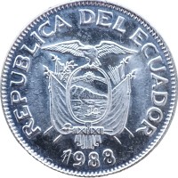 Монета Эквадор 1 сукре 1988