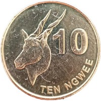 Монета Замбия 10 нгве 2012