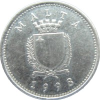 Монета Мальта 2 цента 1998