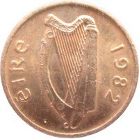 Монета Ирландия 1/2 пенни 1982