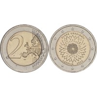 Монета Латвия 2 евро 2023 Подсолнух