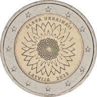 Латвия 2 евро 2023 Подсолнух