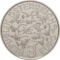 Монета Австрия 3 евро 2021 Стиракозавр