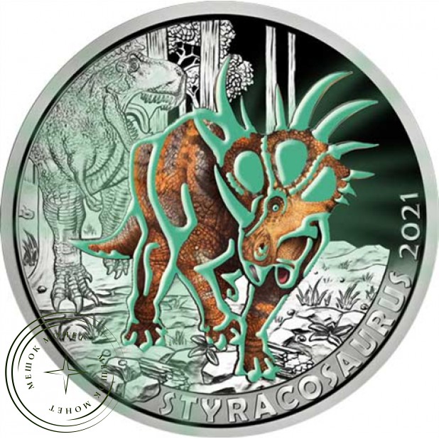 Австрия 3 евро 2021 Стиракозавр