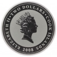 Монета Острова Кука 2 доллара 2008 Щелкунчик и мышиный король
