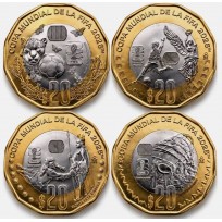 Мексика 20 песо 2026 Набор 4 монеты Чемпионат мира по футболу