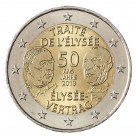 Монета Франция 2 евро 2013 Елисейский договор