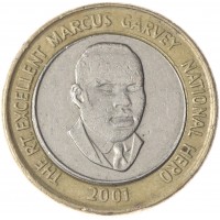 Монета Ямайка 20 долларов 2001