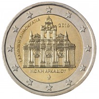 Монета Греция 2 евро 2016 Монастырь Аркади Крит