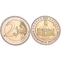 Монета Германия 2 евро 2009 Саар (Церковь Людвига в Саарбрюккене)