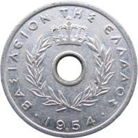 Монета Греция 10 лепт 1954
