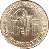 Монета Западная Африка 5 франков 1978