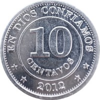 Монета Никарагуа 10 сентаво 2012