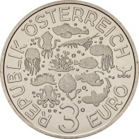 Монета Австрия 3 евро 2024 Светящаяся медуза