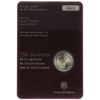 Монета Андорра 2 евро 2015 25 лет подписания таможенного соглашения с ЕС