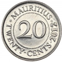 Монета Маврикий 20 центов 2012