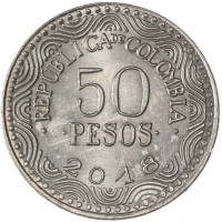 Монета Колумбия 50 песо 2018