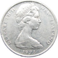 Монета Новая Зеландия 5 центов 1978