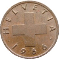 Швейцария 1 раппен 1966