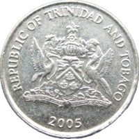 Монета Тринидад и Тобаго 10 центов 2005
