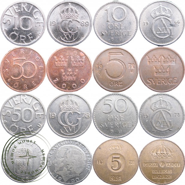 Набор монет Швеции (8 монет)