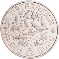 Монета Австрия 3 евро 2017 Зимородок