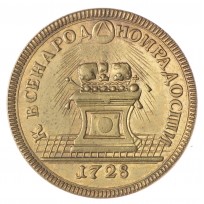 Копия жетона 1728 в память коронации Императора Петра II