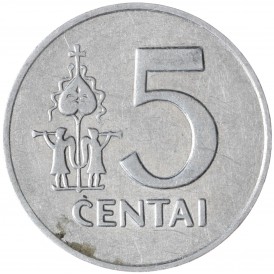 Монета Литва 5 центов 1991