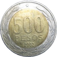 Чили 500 песо 2002