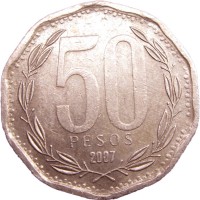 Чили 50 песо 2007