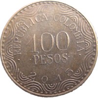 Монета Колумбия 100 песо 2015
