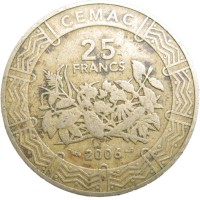 Монета Центральная Африка 25 франков 2006
