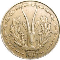 Монета Западная Африка 5 франков 1969