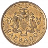 Монета Барбадос 5 центов 2004